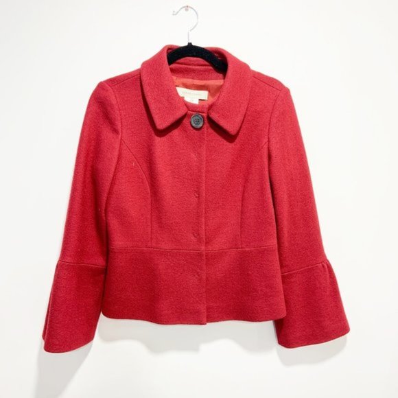 Gerard Darel 100% Wool Button Up Collared Peplum Jacket - Picture 1 of 5